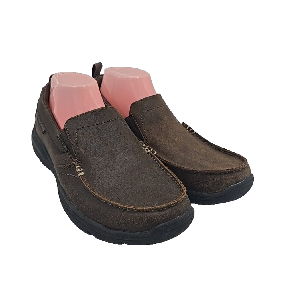 Skechers Harper Forde Brown Leather Loafer Slip On Casual Shoes Men's Size 8